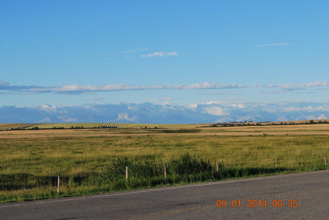 Old Chief Mountain surrounded by clouds, Morning of Sept. 1, 2014 Cardston County, AB