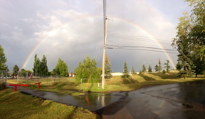 sunny rain Leduc, Alberta Canada