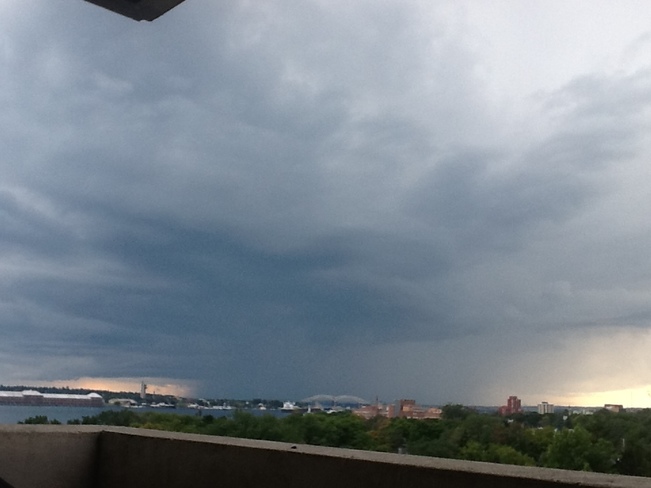Here comes the Thunder storm right on time according to the weather network Sault Ste. Marie, ON