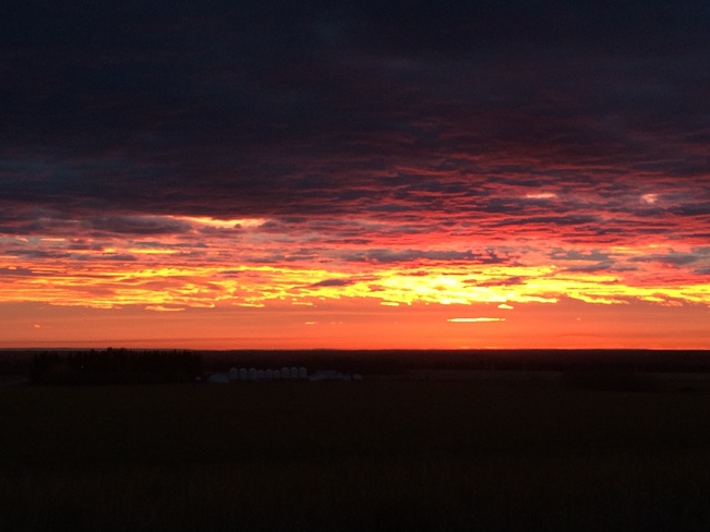 red sky at morning Grande Prairie, Alberta Canada
