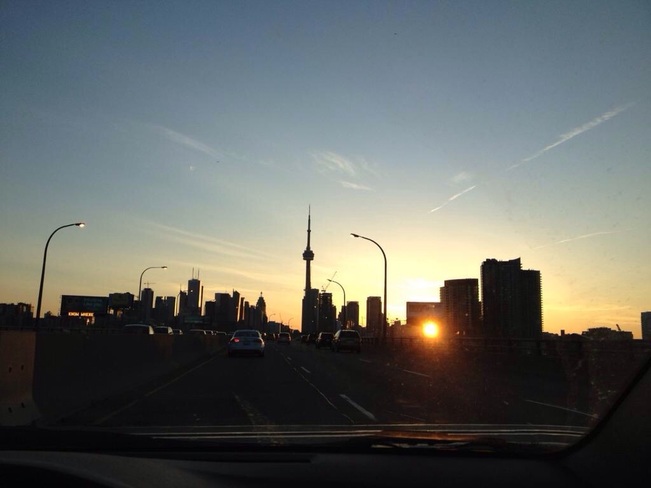 Morning drive into the city Toronto, Ontario Canada