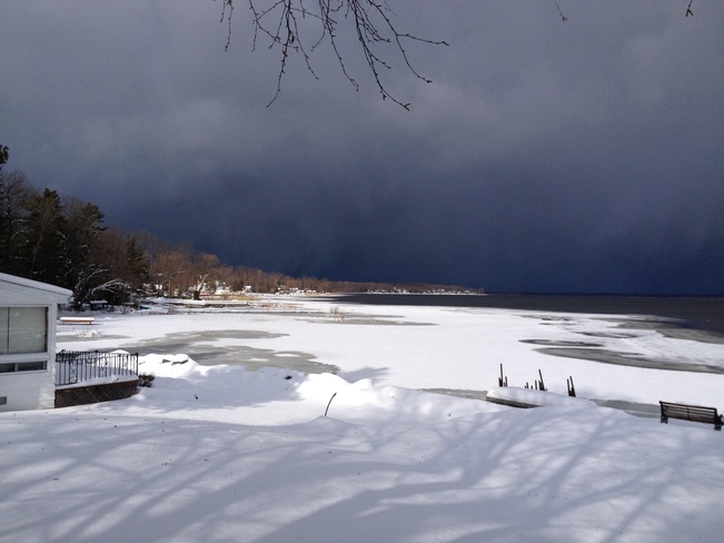 snow squal over robins point Port Severn, Ontario Canada