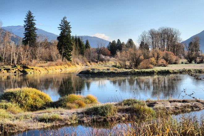 Frosty morning at the Shuswap River Enderby, BC