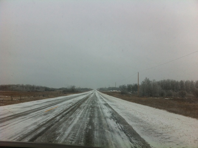 ice on the road Fairlight, Saskatchewan Canada