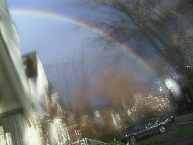 Rainbow in Toronto on a stormy Nov 25 2014 Toronto, Ontario