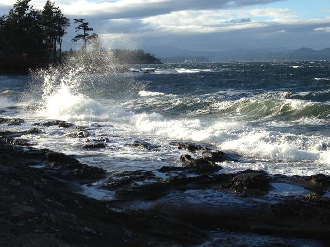 nothwest wind blowing waves onto berry pt Gabriola island 1010-1024 Berry Point Road, Gabriola, BC V0R 1X1, Canada