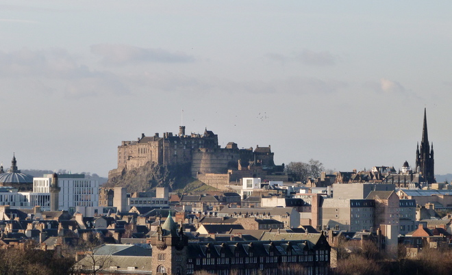 Historic fortress Edinburgh Castle dominates the skyline. 