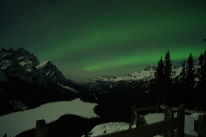 Northern Lights at Peyto Lake Lake Louise, Alberta Canada