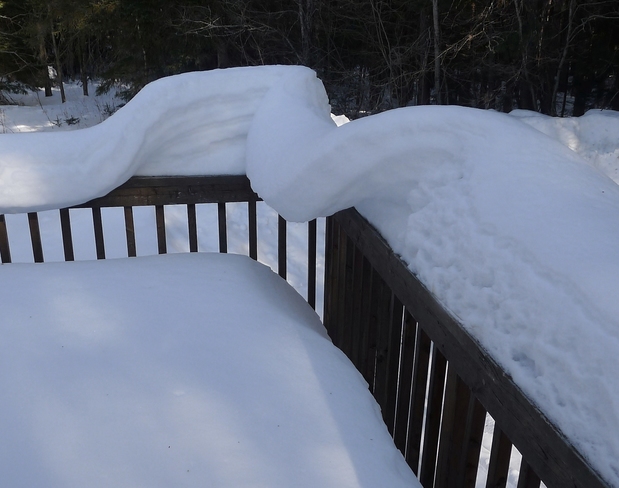 Corkscrew snow on deck! Haliburton, ON