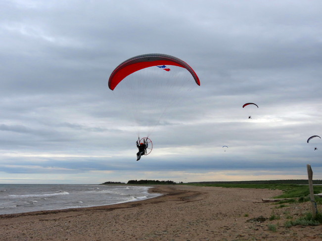 Flying the Acadian Flag with Paramotor Pilots Val-Comeau, NB