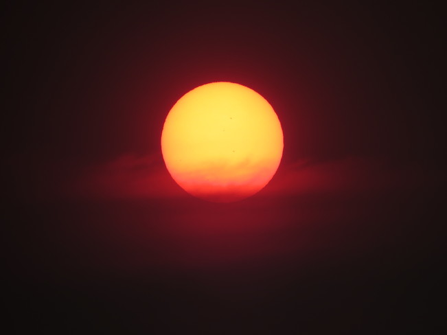 The sunrise this morning in Campbell River, hazy skies from fires! Campbell River, BC