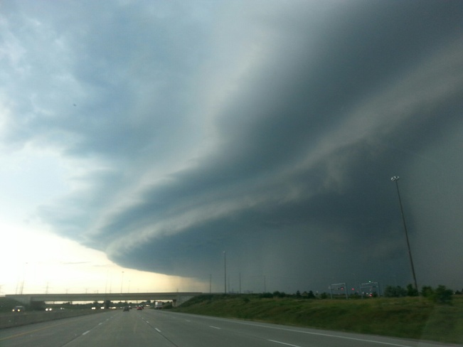 Storm Front on 407 highway, near Oakville/Mississauga on 2 August 2015. Express Toll Route, Oakville, ON L6M, Canada
