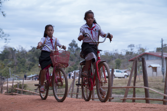 Back to school on bike Laos