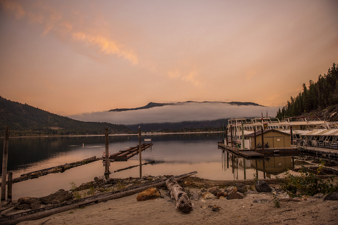 Calm and peaceful Shuswap morning Waterway Houseboat Vacations, Mervyn Road, Sicamous, BC