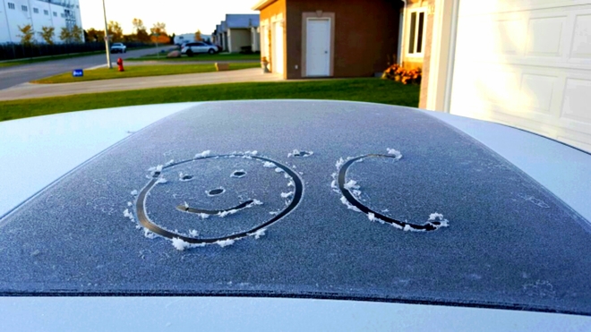 Frost this morning at Steinbach, MB Steinbach, MB