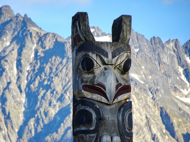 Totem pole in the Rocky Mountains British Columbia
