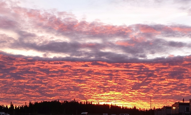 Sky on fire sunrise. Grégoire Lake 176A, AB