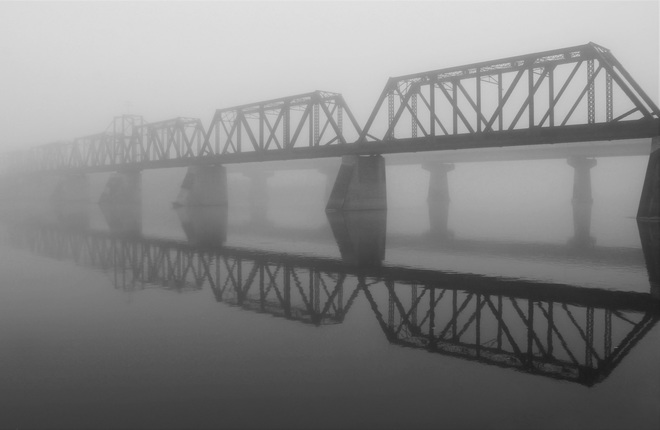 Foggy Train Bridge Prince Albert, SK