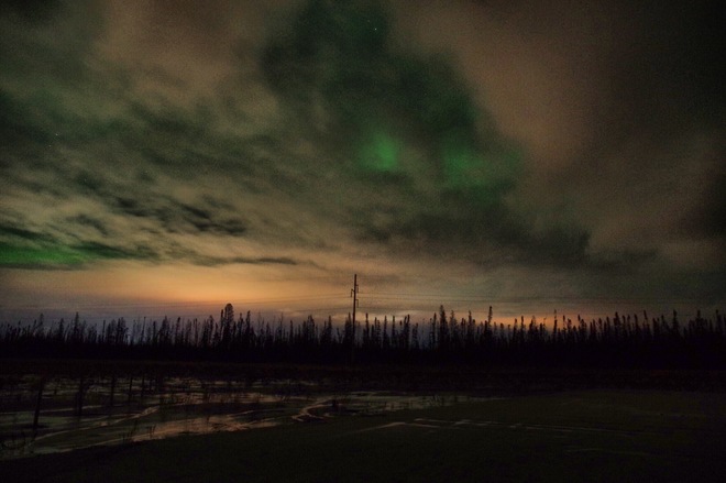 A cloudy night. AB-881, Wood Buffalo, AB T0P, Canada
