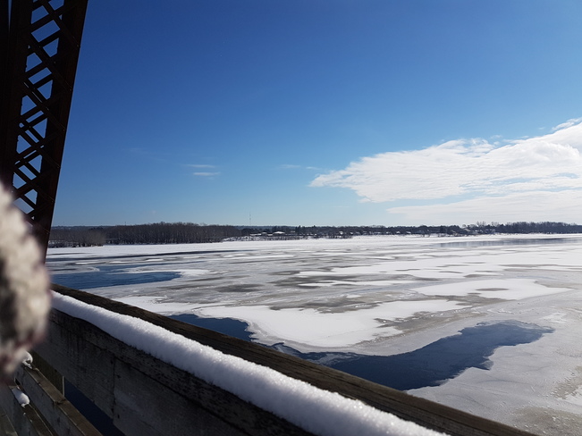 view from walking bridge on February 2 Fredericton, NB