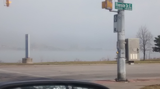 Foggy morning in Winsor ontario 276 Lake Shore Rd, Grosse Pointe Farms, MI 48236, USA
