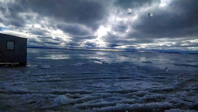 Ice Fishing on Lake Nipissing North Bay, ON