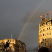 Rainbow in Trafalgar Square