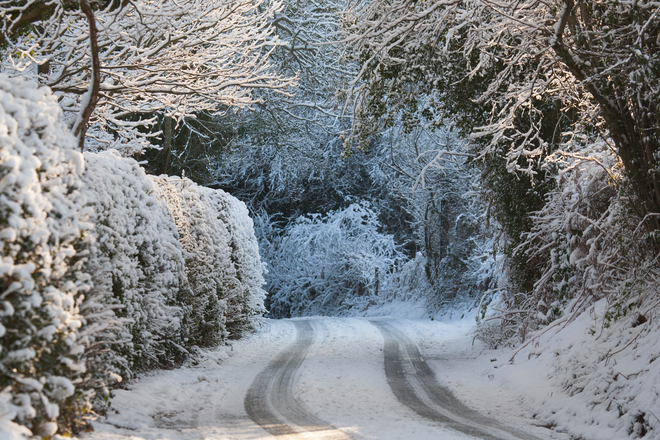 Winter in the lanes of South East England Nan Tucks Lane, Buxted, East Sussex, England, United Kingdom