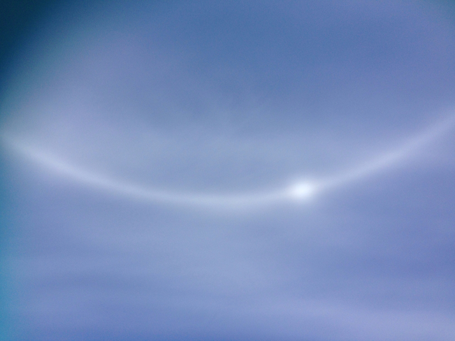 White ring in sky Moonbeam, Ontario, CA
