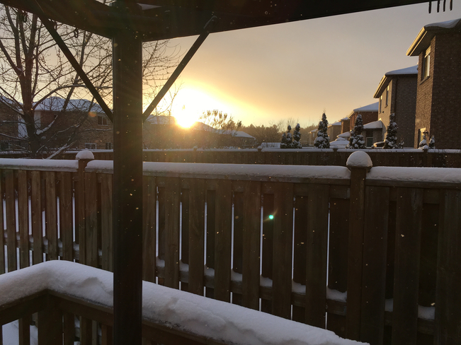 Snowing sunset Barrie, Ontario, CA