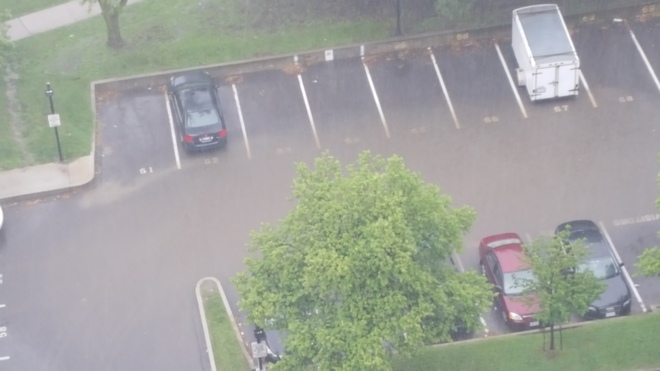 flooding in the parking lot at my building York University Heights, ON