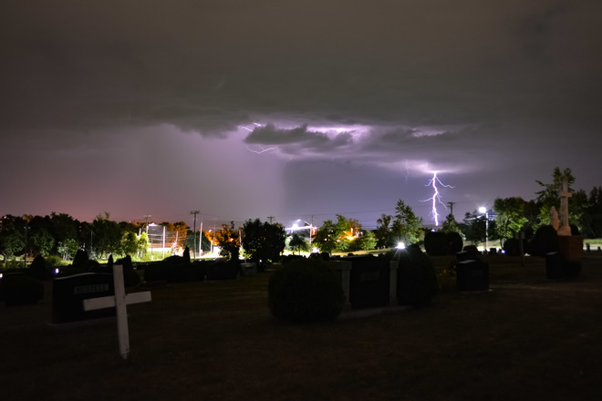 A Dark and Stormy Night... with hail! Miramichi, NB