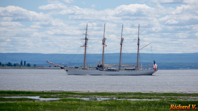 Grands voiliers quittant Québec Île d'Orléans, Saint-François, QC