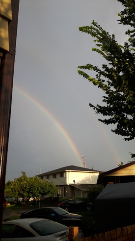 double rainbow with a sun shower St. Catharines, ON