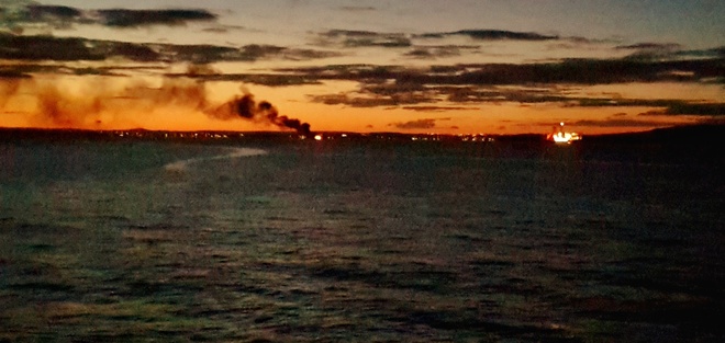 Boat on fire in Conception Bay Newfoundland.