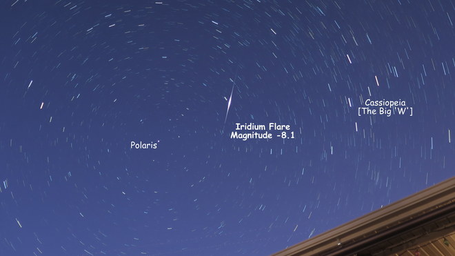 Bright Iridium Flare near Polaris [the North/Pole Star] New Hamburg, ON