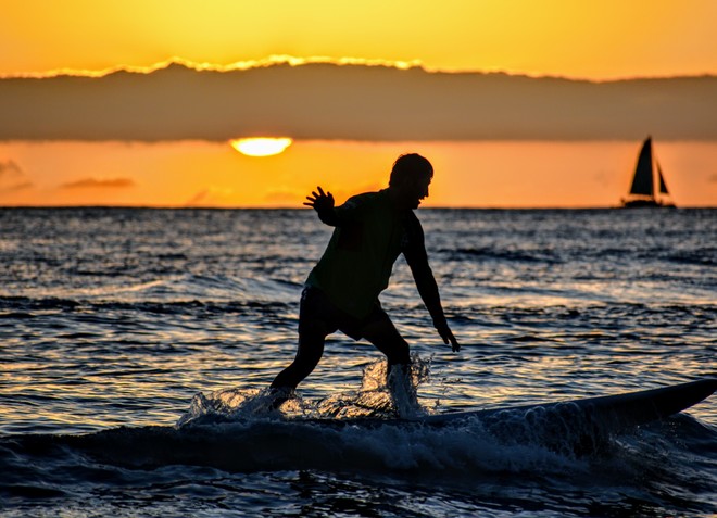 Surf sunset Waikiki, HI