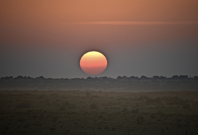 Sun set in desert Jaisalmer, Rajasthan, India