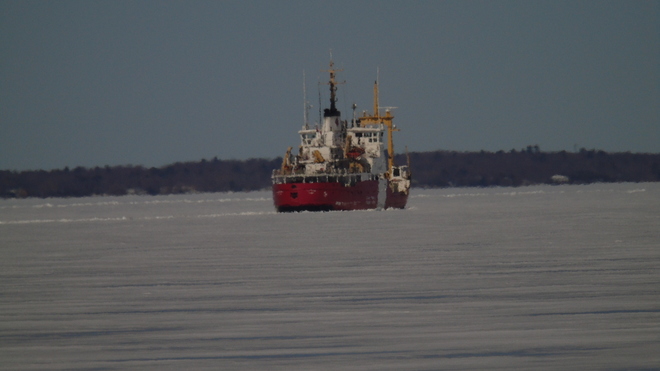 THE TRACK FROM THE ICE CUTTING COAST GUARD STILL NOT MELTED Midland, ON