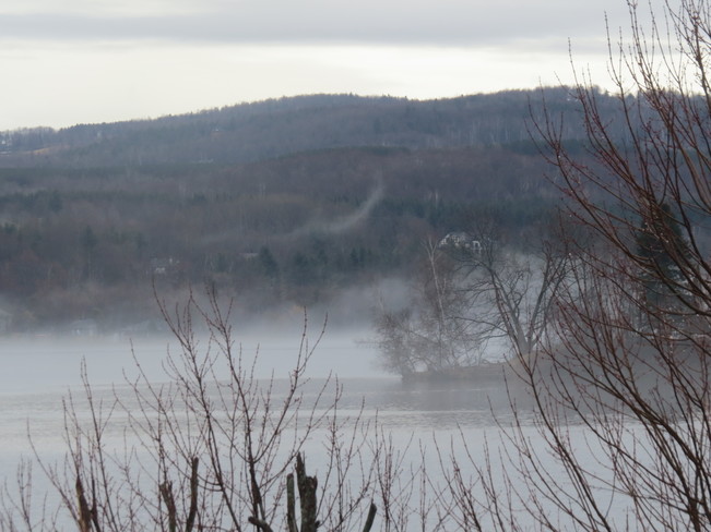 Brouillard... Lac Magog, Québec