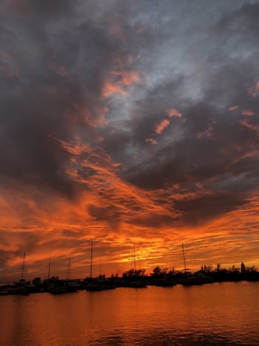 Sunset over over Port Dalhousie and Lake Ontario looking toward Toronto Port Dalhousie, Ontario, CA
