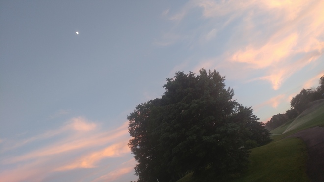 summer solstice sunset w/moon Brampton, ON