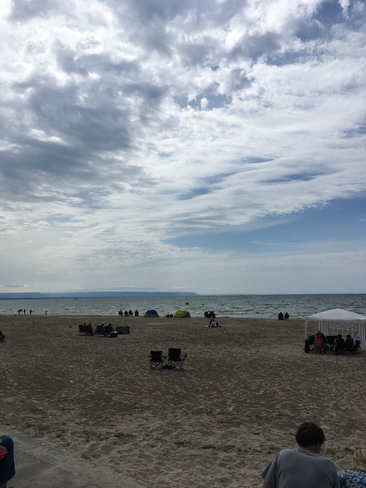 Clouds are clearing out at Wasaga Beach. Wasaga Beach, Ontario, CA