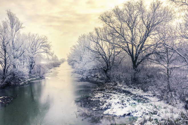 Frozen December Békés, Hungary