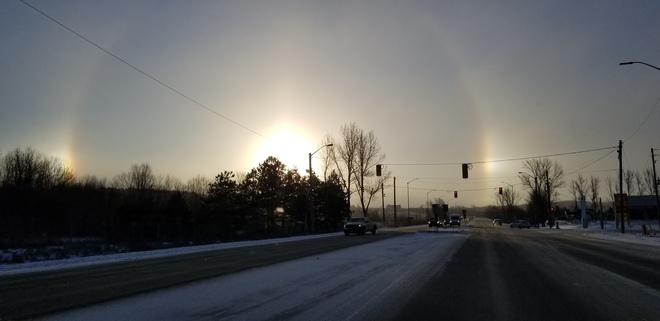 Morning sun and rainbow Orangeville, ON