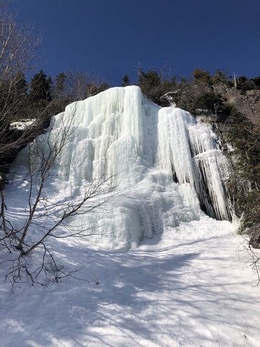 Ice waterfall on Mont Orford Magog, Quebec, CA