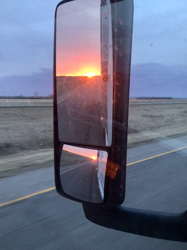 Rearveiw sunrise Brandon, Manitoba, CA