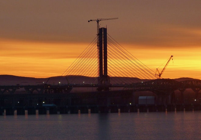 Pont Samuel de Champlain au lever du soleil Île des Soeurs, Montréal, Montreal, QC
