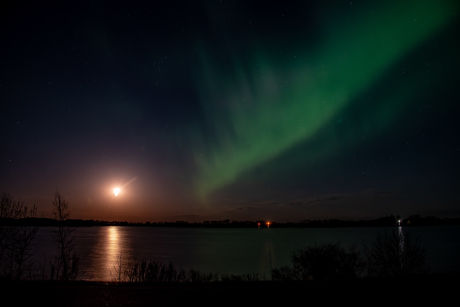 Moonset aurora in Sandy Lake MB Sandy Lake, MB