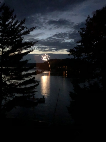 Fireworks in the dimming light Port Sydney, Ontario, CA
